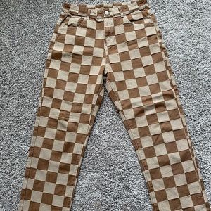 Brown checker pants (waist size 30/33)